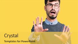  Presentation with transportation smart traffic - Slide set with glasses over isolated background afraid background and a yellow colored foreground