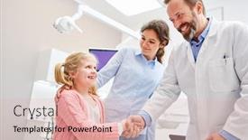  Presentation with frightened child - Colorful PPT theme enhanced with frightened-child-salutes-dentist-accompanied backdrop and a lemonade colored foreground