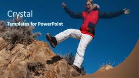  Presentation with cliff - Presentation theme with frightened-girl-tourist background and a  colored foreground