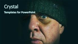  Presentation with black eye doctor - PPT theme enhanced with frightened man with a black background and a wine colored foreground