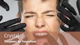  Presentation with botox - Presentation design consisting of frightened-woman-before-the-surgery background and a coral colored foreground