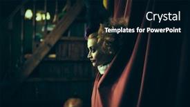  Presentation with clown - Colorful PPT theme enhanced with frightening-female-clown-peeks-out backdrop and a black colored foreground