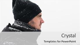  Presentation with region - Audience pleasing PPT layouts consisting of frigid - man under the snow backdrop and a  colored foreground