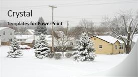  Presentation with pine trees - PPT layouts enhanced with frigid - neighborhood in snow storm background and a  colored foreground