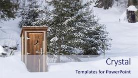  Presentation with scene - Amazing presentation having frigid - outhouse in a wintry scene backdrop and a sky blue colored foreground