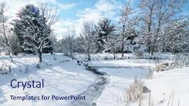  Presentation with stream - Amazing PPT layouts having frigid - snow covered park backdrop and a lemonade colored foreground