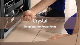  Presentation with refrigerator - Presentation theme having frigorifique - male technician repairing refrigerator indoors background and a coral colored foreground