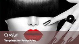  Presentation with black girl - Audience pleasing slide set consisting of fringe hairstyle black matte nail backdrop and a tawny brown colored foreground