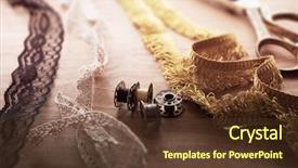  Presentation with sewing machine - Audience pleasing PPT theme consisting of fringe or lace tapes backdrop and a tawny brown colored foreground