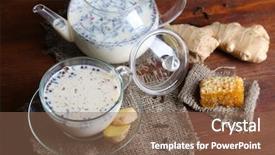  Presentation with milk tea - PPT layouts having frisian - teapot and cup of tea background and a violet colored foreground