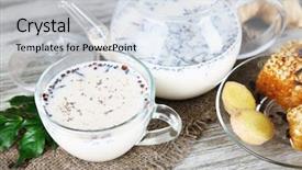 Presentation with milk tea - Presentation theme with frisian - teapot and cup of tea background and a lemonade colored foreground