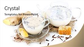  Presentation with milk tea - Presentation design having frisian - teapot and cup of tea background and a white colored foreground