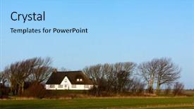  Presentation with house - Colorful slide deck enhanced with frisian house in northern germany backdrop and a light blue colored foreground