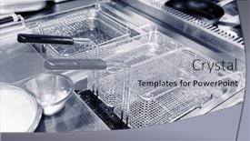  Presentation with venue - Presentation theme featuring friture-cooker-in-restaurant-kitchen background and a light gray colored foreground