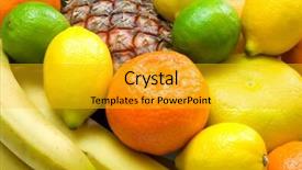  Presentation with tropical fruit and vegetable - Colorful slide deck enhanced with friuts - close-up view of colorful tropical backdrop and a gold colored foreground