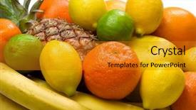  Presentation with tropical fruit and vegetable - Colorful presentation enhanced with friuts - close-up view of some tropical backdrop and a gold colored foreground