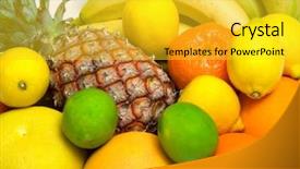  Presentation with tropical fruit and vegetable - Slide set consisting of friuts - close-up view of some tropical background and a yellow colored foreground