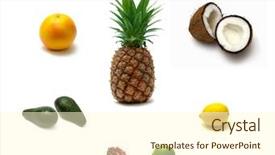  Presentation with fresh fruits salad on white - Beautiful slides featuring friuts - isolated fruits on white background backdrop and a cream colored foreground