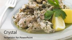  Presentation with frogs - Presentation theme with frogs legs fried in garlic background and a  colored foreground