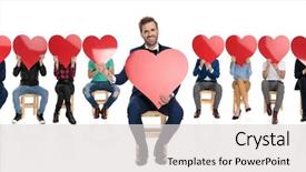  Presentation with elegant man in glasses optics - Audience pleasing presentation theme consisting of fron of a large team backdrop and a light gray colored foreground