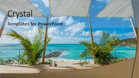  Presentation with caribbean - Beautiful presentation design featuring fronds - beautiful st martin caribbean ocean backdrop and a light blue colored foreground