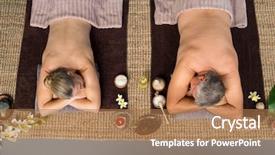  Presentation with senior spa - Amazing PPT theme having front at wellness spa backdrop and a coral colored foreground