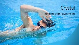  Presentation with swimming pool - Presentation theme having beautiful and modern perth skyline of western australia background and a dark gray colored foreground