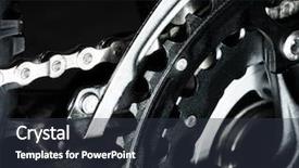  Presentation with mountain bike - PPT theme featuring front derailleur crankset and chain background and a  colored foreground