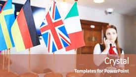  Presentation with hospitality hotel reception female receptionist - Slides enhanced with front desk clerk - hotel reception frontdesk workers background and a coral colored foreground