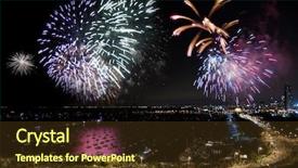  Presentation with lake front - Theme with front during independence day fireworks background and a tawny brown colored foreground