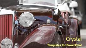  Presentation with classic car - Presentation having front-end-close-up-view background and a tawny brown colored foreground