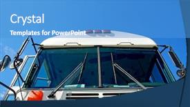  Presentation with bus - Slide set having front end of old bus background and a teal colored foreground