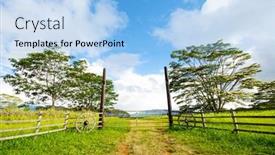  Presentation with old hawaii - Colorful slide set enhanced with front-entrance-gates backdrop and a light blue colored foreground