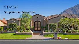  Presentation with manor - Slide set enhanced with front-entrance-of-manor-house background and a light blue colored foreground