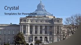  Presentation with congress - Presentation theme featuring front-facade-of-the-library background and a light blue colored foreground