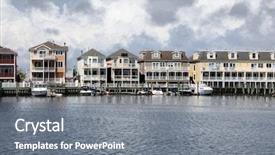  Presentation with atlantic city - Colorful PPT theme enhanced with front homes near atlantic city backdrop and a gray colored foreground