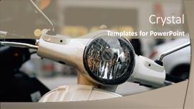  Presentation with vintage motorcycle - Audience pleasing slide set consisting of front lamp of vintage scooter or motorcycle backdrop and a coral colored foreground