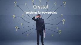  Presentation with businessman standing on maze - Beautiful PPT theme featuring front lines and question mark backdrop and a seafoam green colored foreground