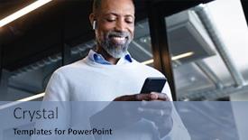  Presentation with front office - Slides featuring front-low-angle-view background and a seafoam green colored foreground