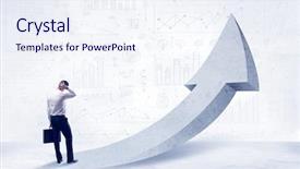  Presentation with sales - Audience pleasing slide deck consisting of front of a big arrow backdrop and a sky blue colored foreground