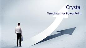  Presentation with salesman - Theme having front of a big arrow background and a sky blue colored foreground