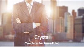  Presentation with double exposure of business people - Presentation theme with front of a big city background and a  colored foreground