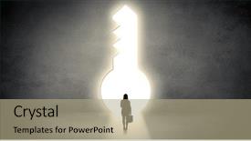  Presentation with keyhole - Amazing slide deck having front of a big keyhole backdrop and a mint green colored foreground