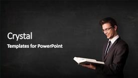  Presentation with child girl reading a book - Presentation theme featuring front of a blackboard background and a dark gray colored foreground