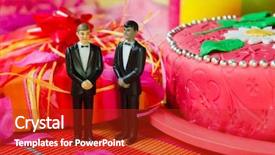  Presentation with pink wedding - Presentation theme enhanced with front of a cake background and a  colored foreground