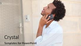  Presentation with man door - Audience pleasing theme consisting of front of a closed door backdrop and a light gray colored foreground