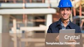  Presentation with software - Audience pleasing presentation design consisting of front of a construction backdrop and a coral colored foreground