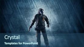  Presentation with stress men - Colorful PPT theme enhanced with front of a crumbly wall backdrop and a ocean colored foreground