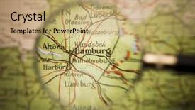  Presentation with magnifying glass - Beautiful theme featuring front of a hamburg map backdrop and a  colored foreground