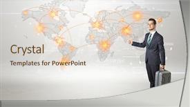  Presentation with destination - PPT theme consisting of front of a map background and a lemonade colored foreground